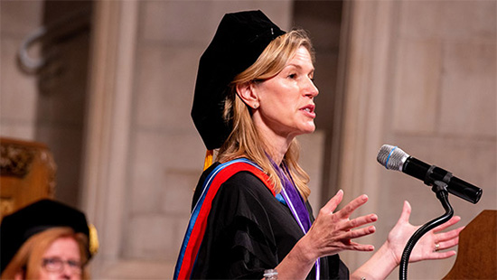 Sue Quaggin speaking to a crowd