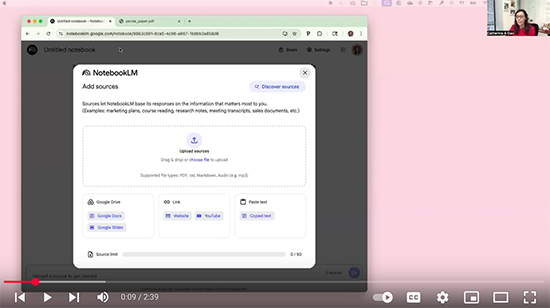 a screenshot of the video on using notebooklm
