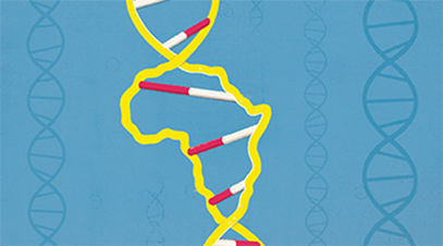 DNA double helix in the shape of Africa