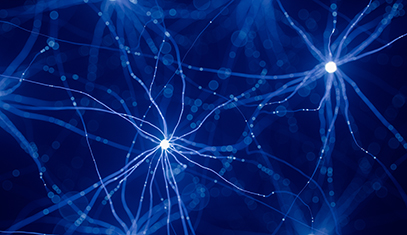 Blue background with interconnected neurons, representing brain activity