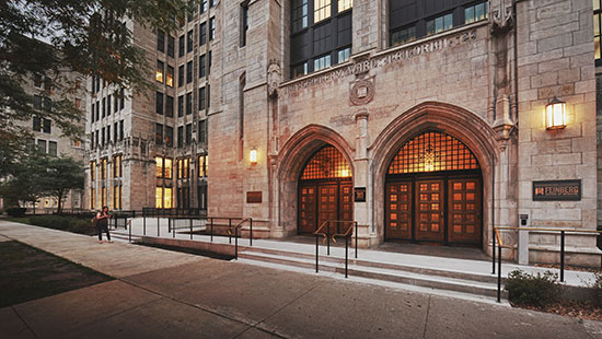 Pointed arch entryway of the ward building